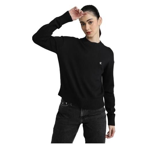 Calvin Klein donna pullover embro badge sweater scollo rotondo, nero (ck black), xxl