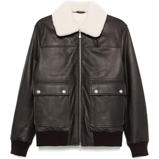 Eleventy bomber in shearling - marrone