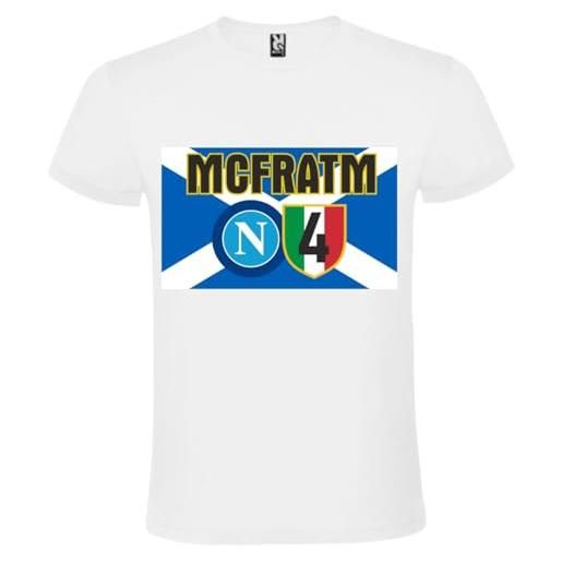 Intermezzo t-shirt maglietta shirt scudetto tifo napoli tifosi scott cuore tifoso logo napoletano azzurro mc. Tominay campioni d'italia 2025 campione trionfo squadra gufo 4 (bianco, 9-11 anni)