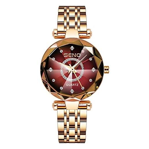 RORIOS orologio donna orologio analogico quarzo con cinturino in acciaio inox moda impermeabile orologi da polso strass orologio per ragazza donna