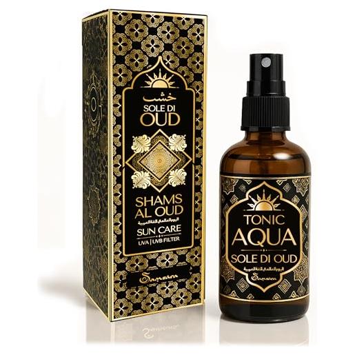 Samsara sole di oud - doposole spray acqua tonificante - profumo arabo [con olio di oud] doposole corpo mare, acqua rinfrescante e tonificante | idratante doposole corpo - 100 ml