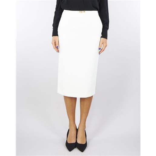 ELISABETTA FRANCHI gonna avorio in doppio crêpe leggero con dettaglio gioiello