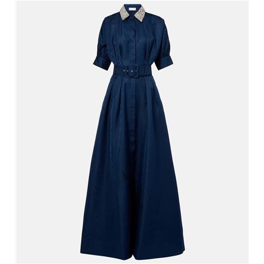 Rebecca Vallance abito chemisier cielo in seta con perline