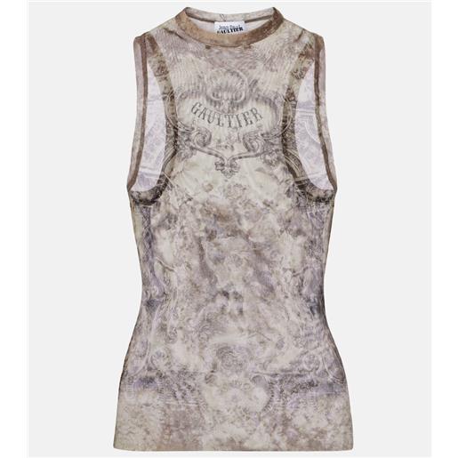 Jean Paul Gaultier tank top mã©dallion in mesh con stampa