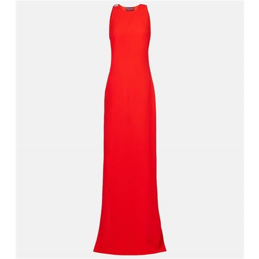 Gucci abito lungo in crãªpe con cristalli gg