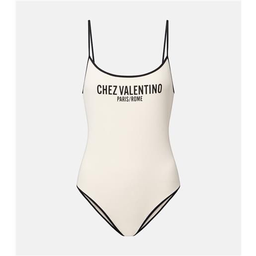 Valentino costume intero in piquã© con logo stampato