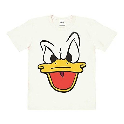 Logoshirt®️ disney - paolino paperino - faccia i maglietta - t-shirt organico stampate per bambini i bianco i design originale su licenza, taglia 152