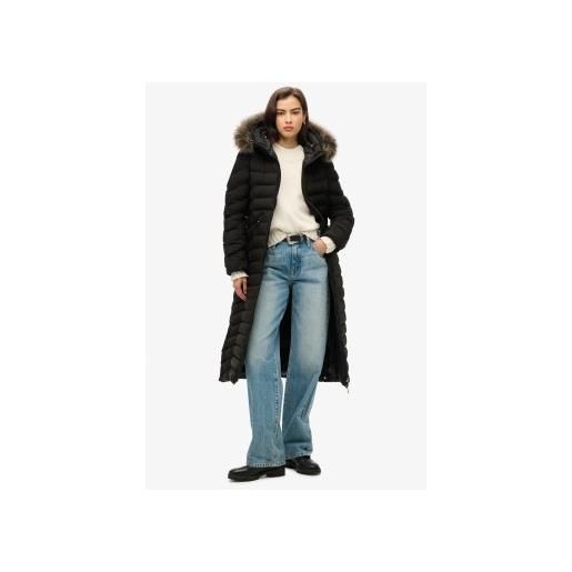 Superdry per donna. W5011790a mantello nero lungo fuji [3189405], casual, polister riciclato, sostenibile