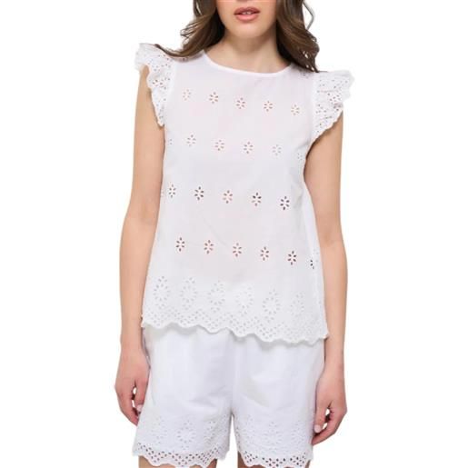 Only blusa in pizzo sangallo bianco