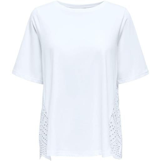 Only t-shirt in jersey con pizzo sangallo bianco