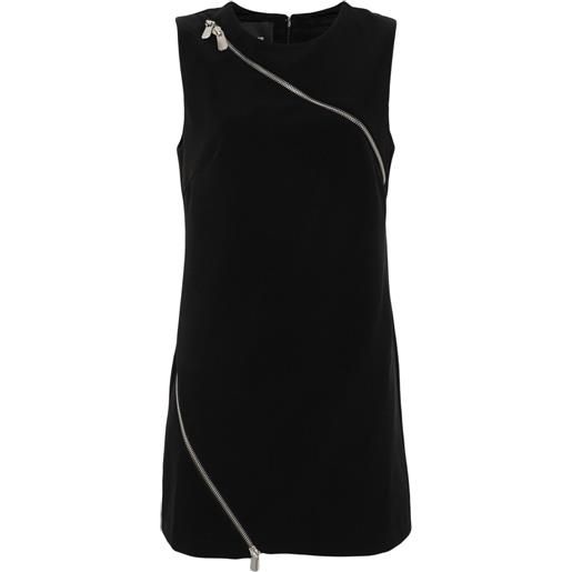 PINKO abito corto con zip asimmetrica - nero