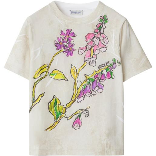 Burberry Kids t-shirt a fiori - toni neutri