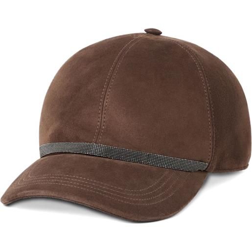Brunello Cucinelli cappello da baseball con decorazione monili - marrone