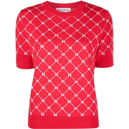 Sonia Rykiel top con monogramma - rosso