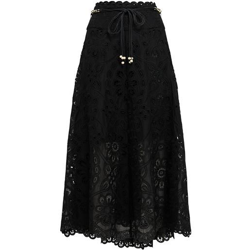 ZIMMERMANN gonna midi rhiannon con ricami