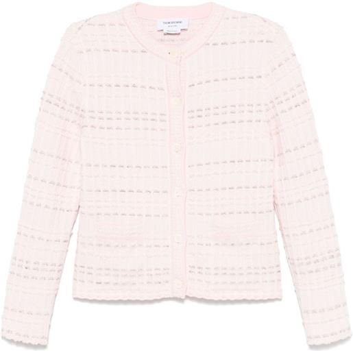 Thom Browne cardigan in seersucker di cotone - rosa