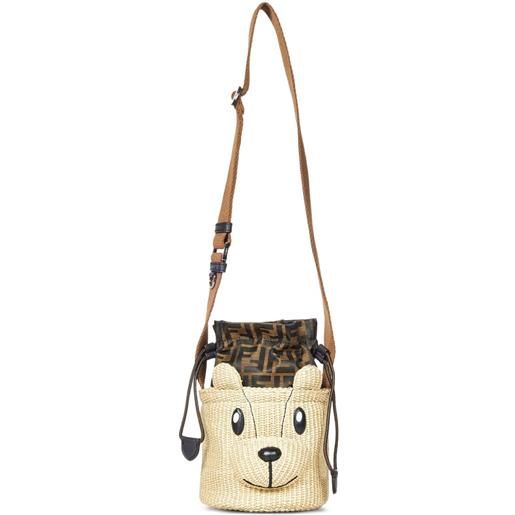 Fendi Kids borsa a tracolla con motivo bear - toni neutri