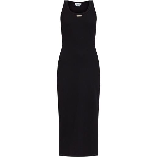 Alexander McQueen abito placket midi smanicato - nero