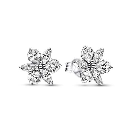 PANDORA timeless orecchini a bottone herbarium cluster in argento sterling con zirconia cubica trasparente, sterling silver orecchini a bottone