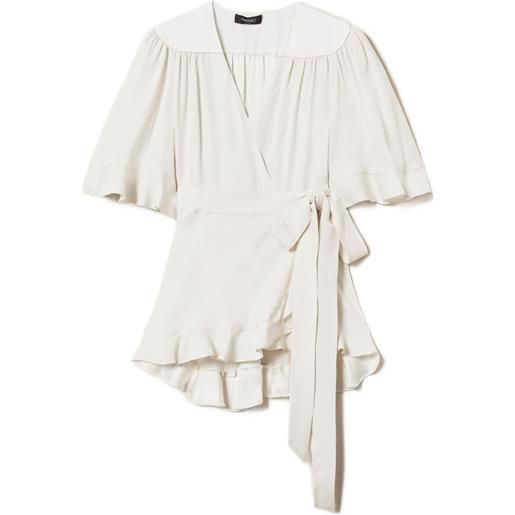 TWINSET blusa a portafoglio con ruches - bianco