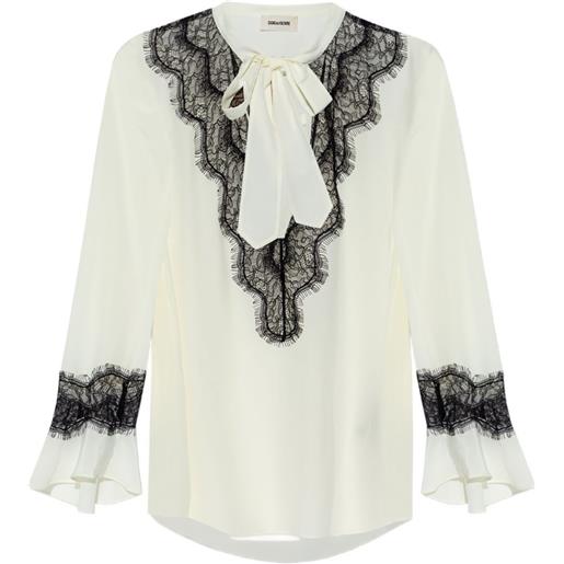 Zadig&Voltaire blusa con bordo in pizzo - toni neutri