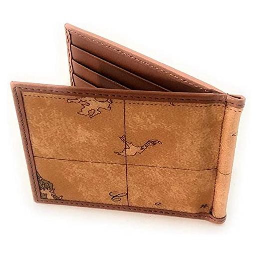 Fermasoldi Magnetico In Pelle Scarlatti - Conciato Al Vegetale, Design Antica Cartolina, Made In Italy