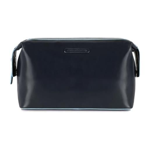 Piquadro move 2 beauty case da viaggio, pelle, blu, 24 cm
