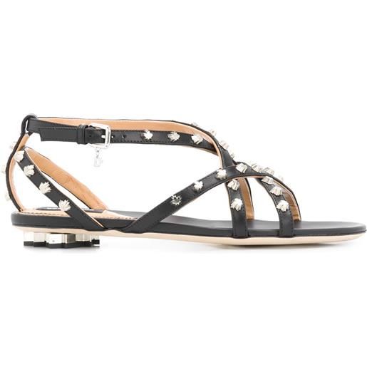 DSQUARED2 sandali con suola piatta con borchie - nero
