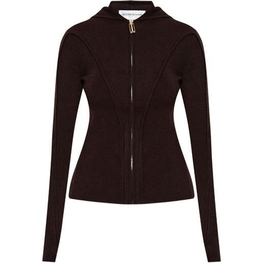 Victoria Beckham felpa con cappuccio e zip - marrone