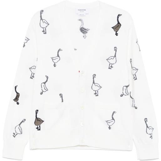 Thom Browne cardigan con intarsio - bianco