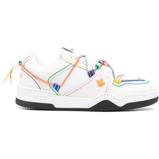 DSQUARED2 spiker logo-beaded leather sneakers - toni neutri