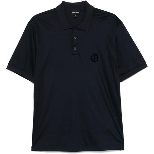 Giorgio Armani polo con logo goffrato - blu