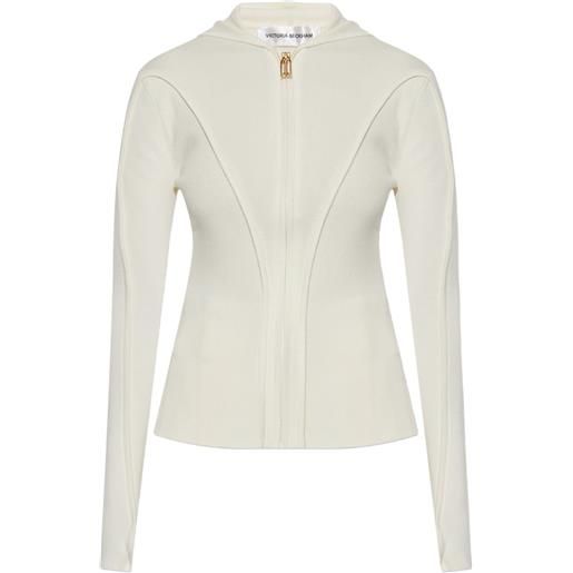 Victoria Beckham giacca con cappuccio e zip - bianco