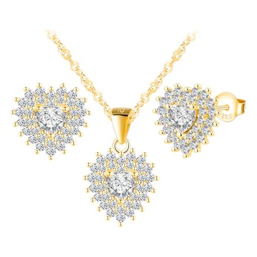 Set Di Gioielli Da Donna In Argento Sterling 925, Design Cavo A Forma Di Cuore, Regalo Romantico Per La Collana Con Orecchini Pendenti Per L'anniversario
