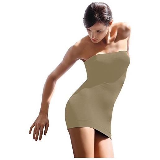 SENSI' sottoveste modellante donna morbida microfibra spallino sganciabile e coppe comfort senza cuciture - made in italy (38-42, naturale)