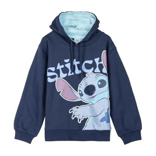 Disney lilo und stitch - felpa con cappuccio per bambini e ragazzi, colore blu scuro, morbido e caldo, misure 128-164 cm, regalo, blu, 128 cm