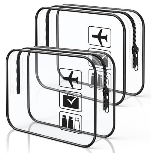 Vonsera set di 2 beauty case cosmetiche da viaggio trasparenti approvate dalla tsa per aereo, gadget aerei, accessori da viaggio, bagaglio a mano liquido, astuccio da toilette per uomo e