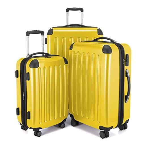 Hauptstadtkoffer - alex - set di 3 valigie, valigie rigide, trolley, bagaglio da viaggio opaco, set da viaggio, tsa, 4 ruote doppie (s, m e l), giallo
