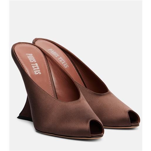 Paris Texas mules nina 105 in raso con zeppa