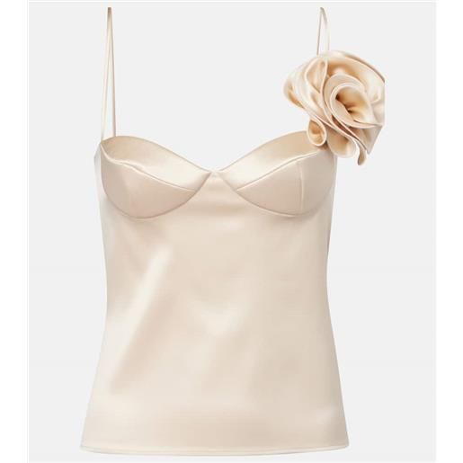 Magda Butrym top in raso di misto seta con applicazione floreale