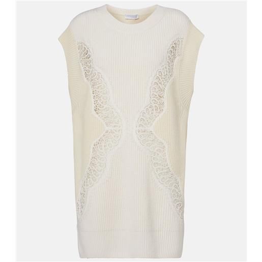 Stella McCartney gilet in lana vergine con pizzo