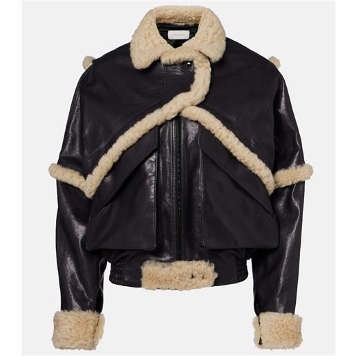 Magda Butrym bomber in pelle con shearling