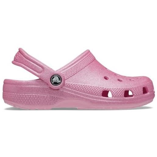 Crocs classic glitter clog k, zoccoli unisex - bambini e ragazzi, pink tweed glitter, 34/35 eu