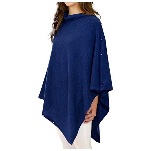 Mimi & Thomas 100% puro cashmere poncho multiway scialle sciarpa avvolgere marina militare etichettalia unica