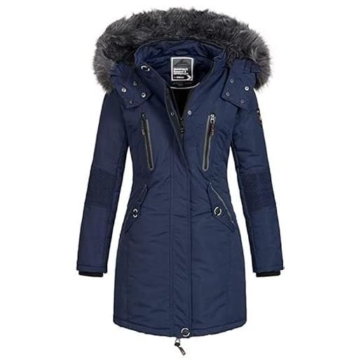 Geographical Norway coraly women/lady - cappotto/piumino da donna, parka - giacca in pile chic per l'inverno, giacca lunga da donna, marina, xl