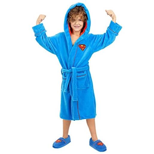 Funidelia | vestaglia di superman per bambino supereroi, dc comics - accessori e merchandising - regali originali bambini - natale, compleanni e altre occasioni - taglia 7-9 anni - azzurro/blu