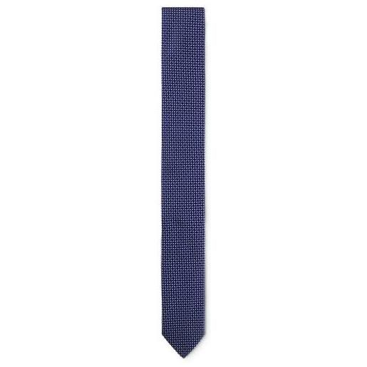HUGO cravatta in seta con motivo jacquard, blu