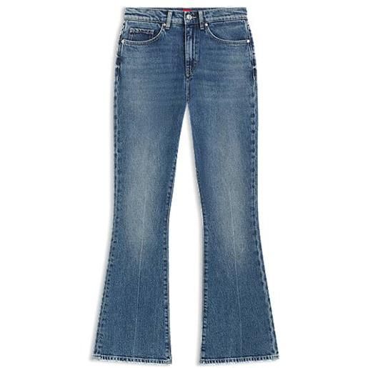 HUGO jeans skinny fit a gamba svasata in denim elasticizzato blu, turchese