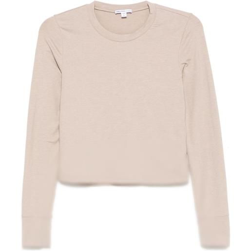James Perse t-shirt a maniche lunghe crop - toni neutri