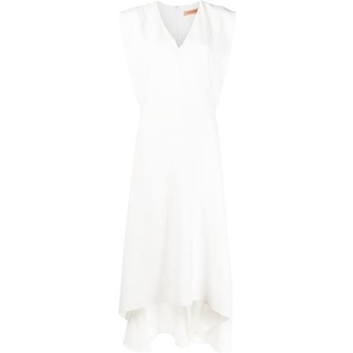 Yves Salomon abito midi smanicato con scollo a v - bianco